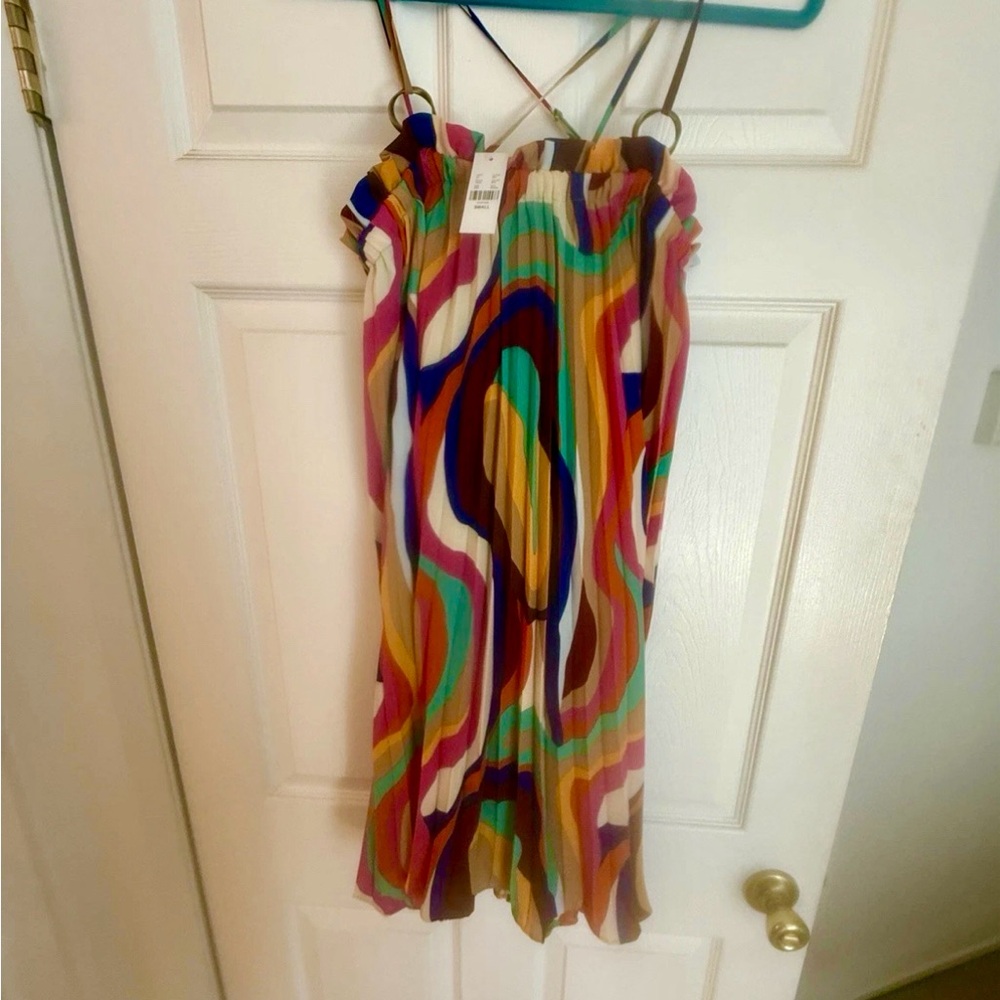 GABRIELLE UNION NY&C NEW YORK COLLECTION Chic Strappy Pleated Mini Dress NWT